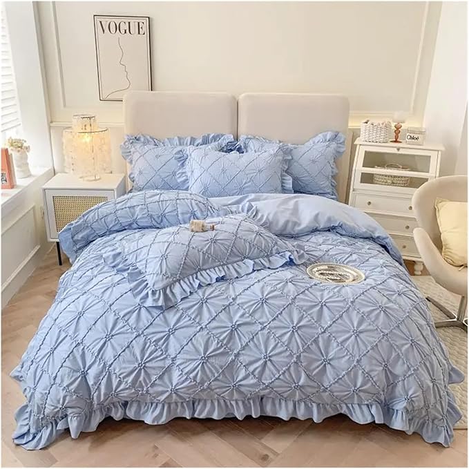 Luxury 6-Piece Bedding Set | 100% Premium Cotton – Sky Blue
