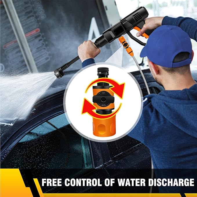 Cordless Pressure Washer – 45 Bar / 652 PSI Portable Power Cleaner with 2× 3.0Ah Batteries, 6-in-1 Nozzle & 5 m Hose for Car, Floor & Garden Cleaning
