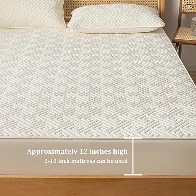 Waterproof Mattress Protector + 2 Pillow Case Set – White