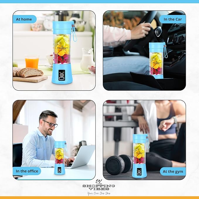Set 2 Portable Wireless Blenders – 400ML, 6 Blades, With Strap