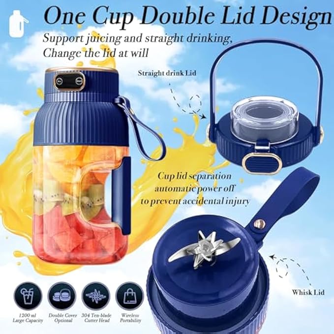 Portable Electric Juicer Cup – 1.5L, USB Rechargeable