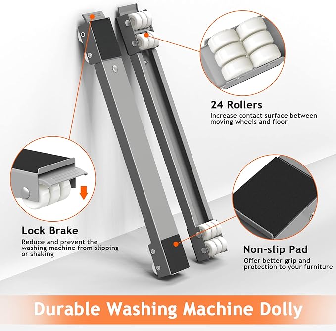 Set of 4 Heavy-Duty Appliance Roller Bases – 24 Wheels, 300kg Capacity, Adjustable for Washer/Fridge