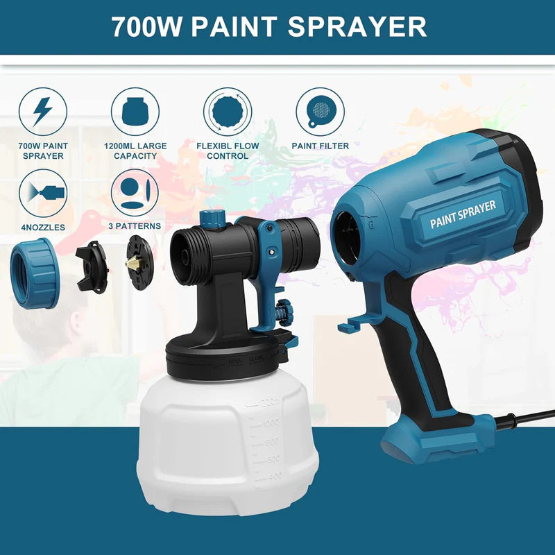 Paint Sprayer 700W HVLP Spray Gun with