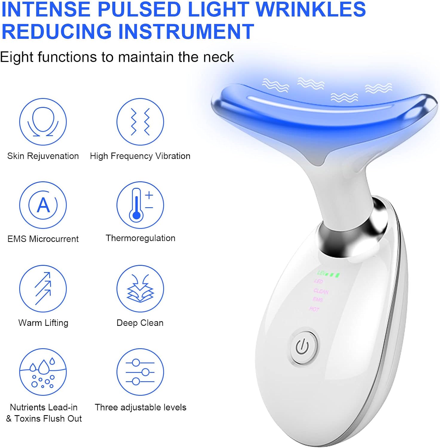 Skin Rejuvenation Beauty Device for Face and Neck, 3-in-1 Firming Wrinkle Removal Facial Massager for Skin Care,Tightening,Smooth