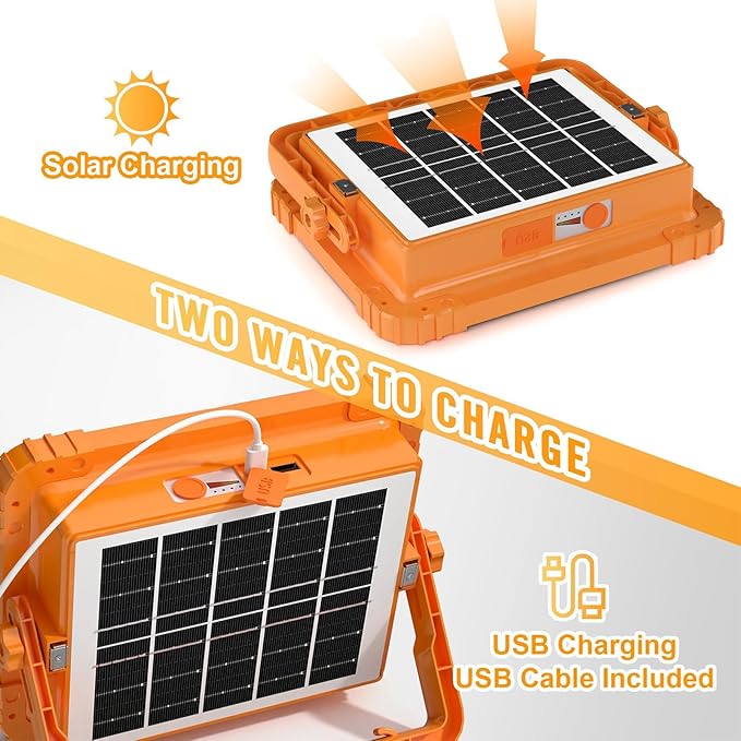 Portable LED Solar Work Light 100W – 10,000LM Rechargeable