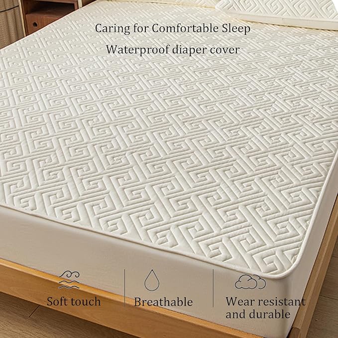 Waterproof Mattress Protector + 2 Pillow Case Set – White