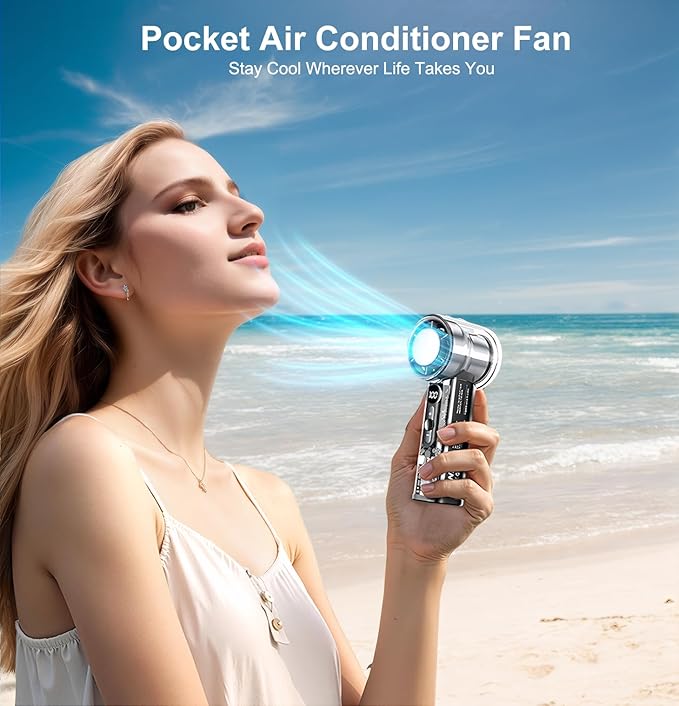 High Speed Handheld Fan – 14000RPM with Ice Cool Tech