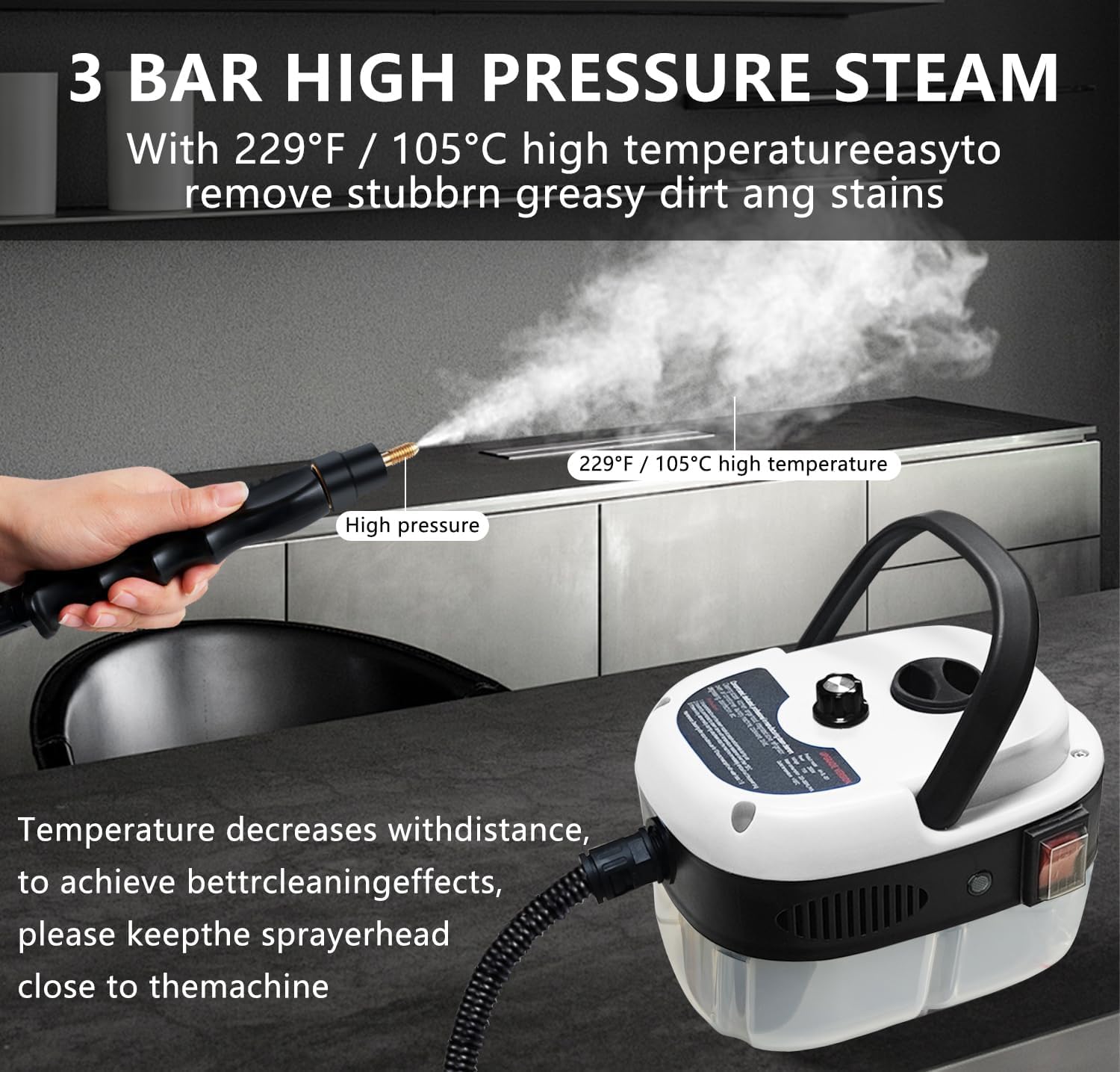 Steam Cleaner - Handheld High-Pressure Portable Cleaner – Multi-Surface Furniture & Home Detailing Tool