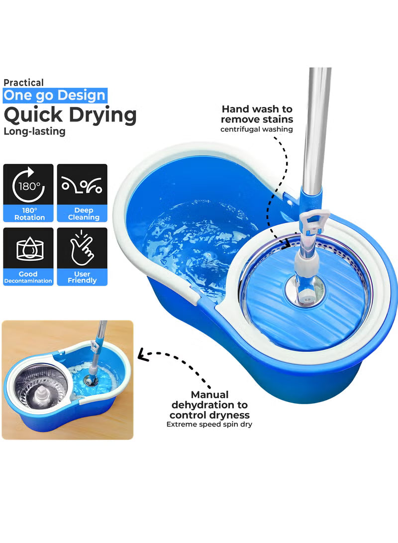 Spin Mop For Floor Cleaning & Bucket Set Stainless Steel Wringing System | Telescopic Handle Clean-Up Solution