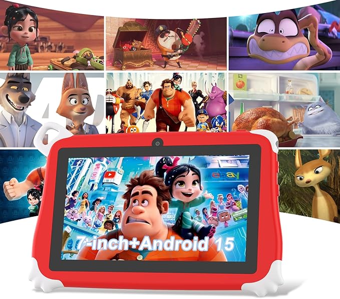 C idea CM86 Kids Tablet 7 Inch – Android 15, 8GB RAM 256GB ROM, Parental Control & IWAWA Apps, Best Gift for Toddlers (Red)
