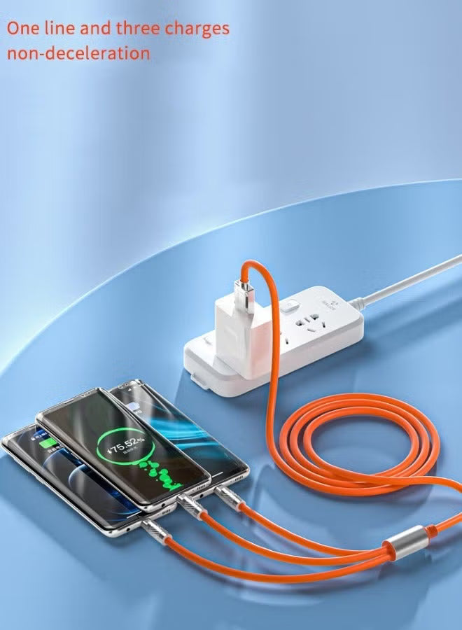 3-in-1 Fast Charging Cable 120W – Universal Multi-Device USB Cord (1.2 m, Orange)