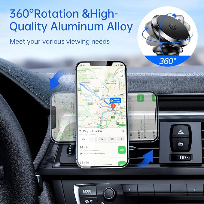 Magnetic Car Phone Holder – 360° Rotatable Air Vent Mount