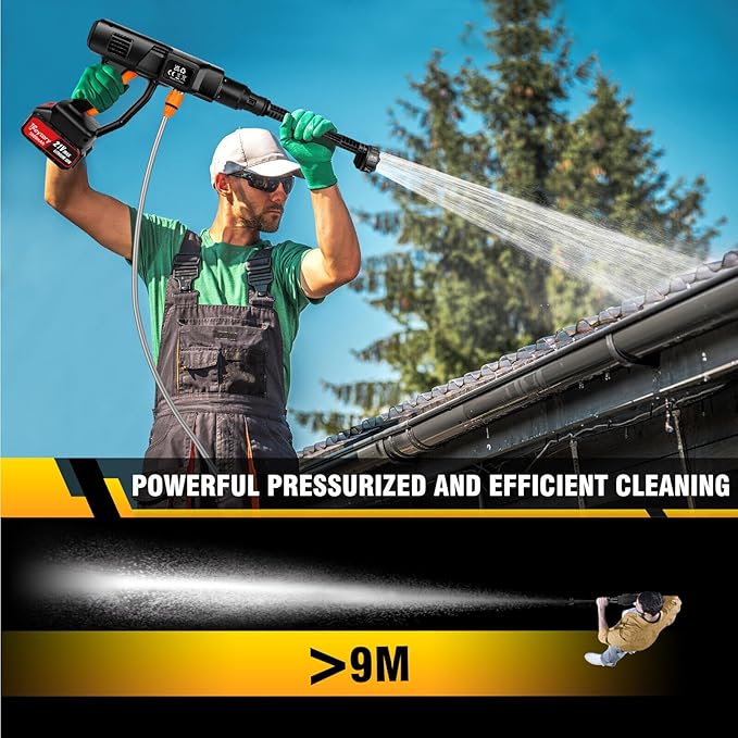 Cordless Pressure Washer – 45 Bar / 652 PSI Portable Power Cleaner with 2× 3.0Ah Batteries, 6-in-1 Nozzle & 5 m Hose for Car, Floor & Garden Cleaning