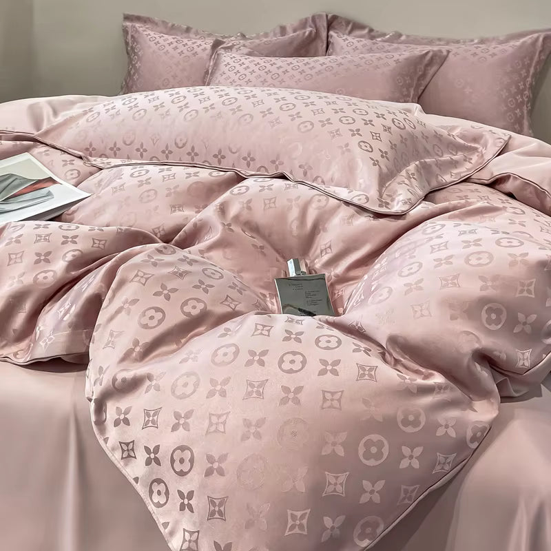 Italian Fashion 6-Piece Luxury Bedding Set – Pink