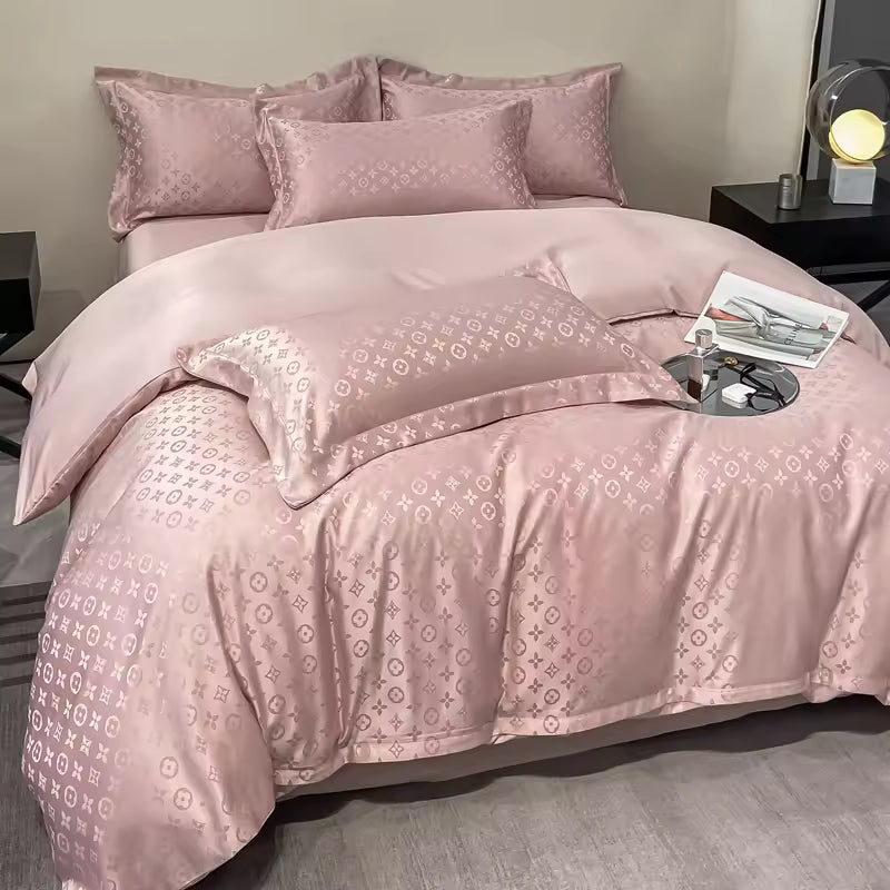 Italian Fashion 6-Piece Luxury Bedding Set – Pink