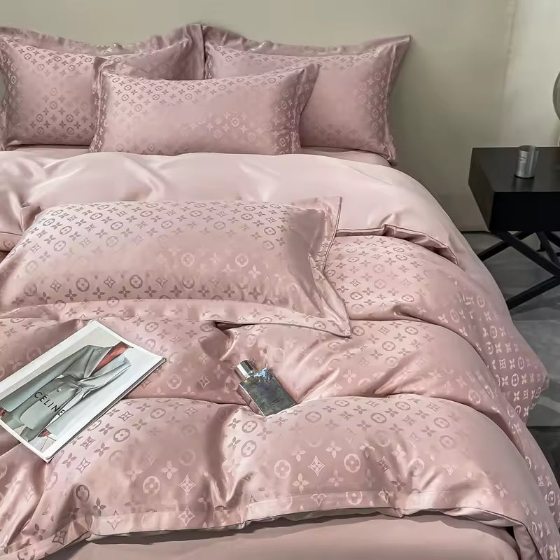 Italian Fashion 6-Piece Luxury Bedding Set – Pink