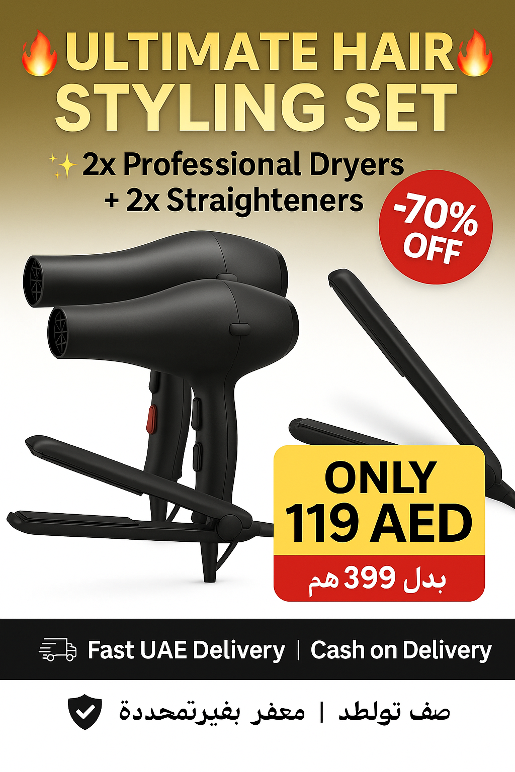 2x Hair Dryers – 2 Speeds, 3 Heat Settings, 2200W