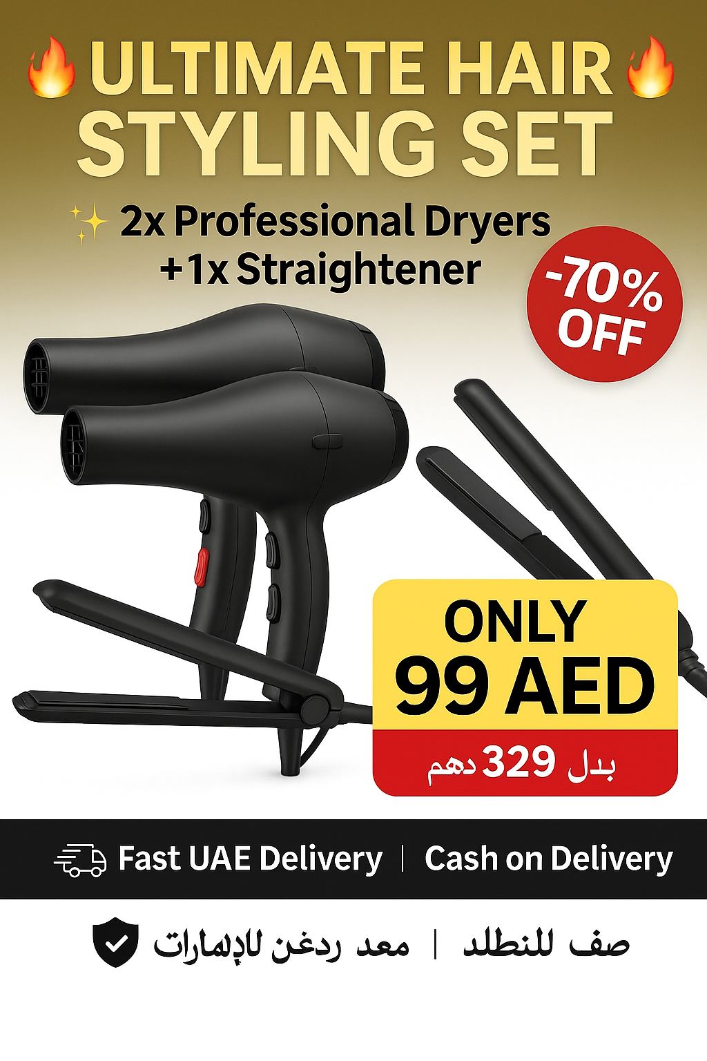 2x Hair Dryers – 2 Speeds, 3 Heat Settings, 2200W