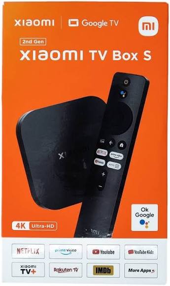 Original Xiaomi Mi Box S 2nd – 4K Ultra HD Streaming Media Player, Google TV & Assistant, Dual-Band WiFi, Remote Included – Black