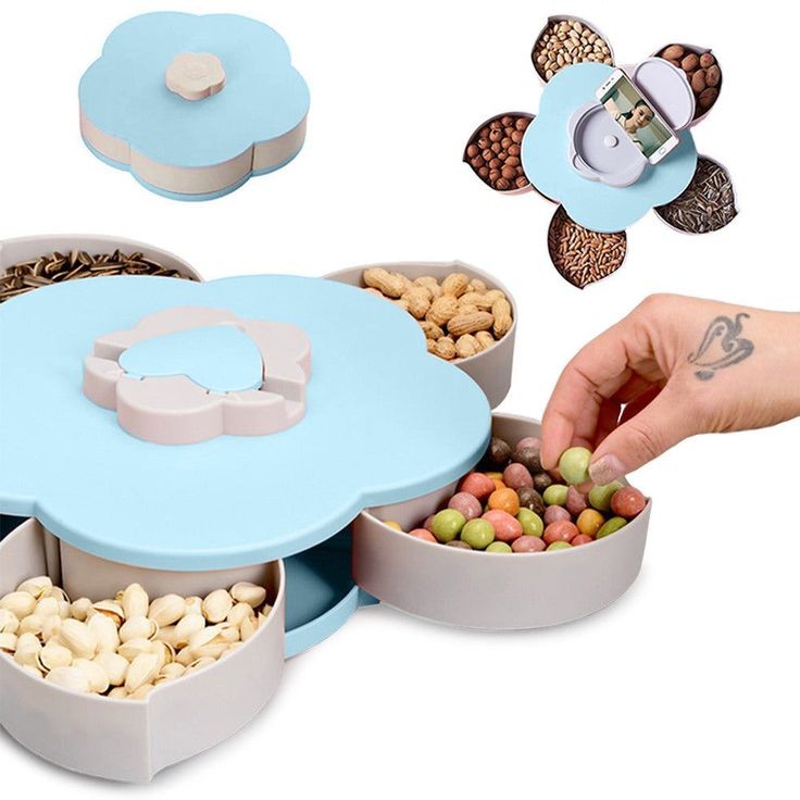 Candy Box Storage | Rotating Flower Shape Snack & Candy Storage – 5 Compartments