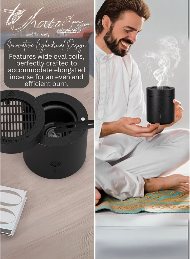 Electronic Rechargeable Bakhoor Burner | Portable USB Electric Incense Burner for Oud, Home, Car, Office | Long Battery Life, Muslim Gift
