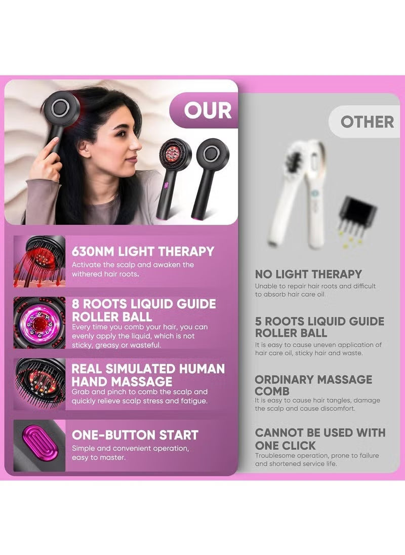 Scalp Massage Brush with Built-In Oil Applicator & LED Therapy – USB Rechargeable