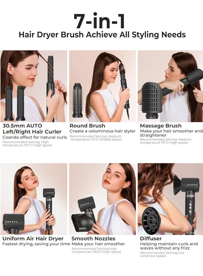 7-in-1 High-Speed Hair Styler & Dryer Brush – 110,000 RPM | Multi-Function Hot Air Brush