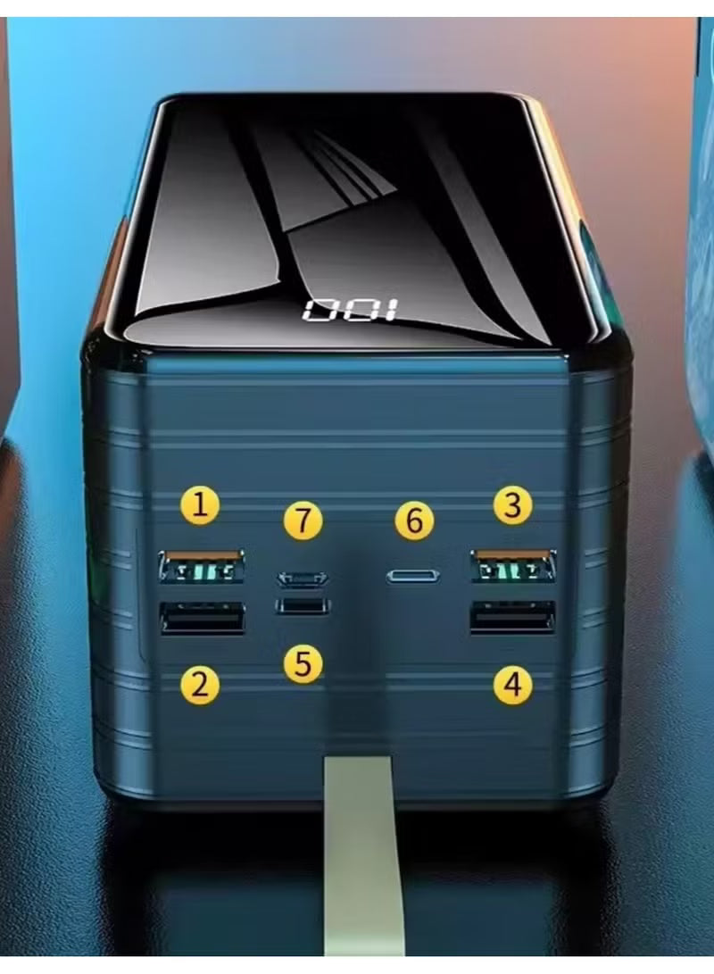 80000mAh - 120000mAh Power Bank with LED Display – Built-in Cable & QUAD USB Ports