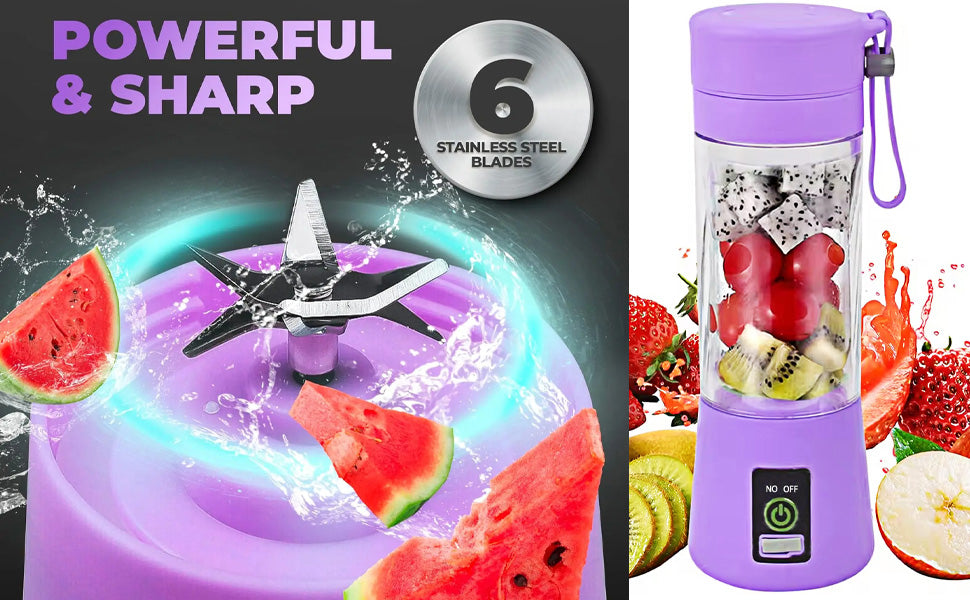 Set 2 Portable Wireless Blenders – 400ML, 6 Blades, With Strap