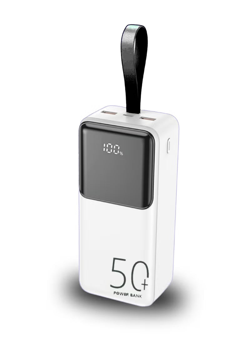 Orvana 50000mAh Power Bank – 22.5W Fast Charging, Dual USB & Type-C PD, Ultra High Capacity Portable Charger (White)