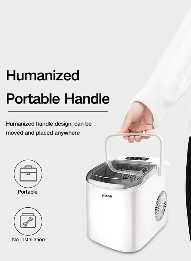 Automatic Ice Maker 15 kg/24 h – Round Bullet Ice, 6–13 min Cycle, 1.3 L Water Tank, LED Display