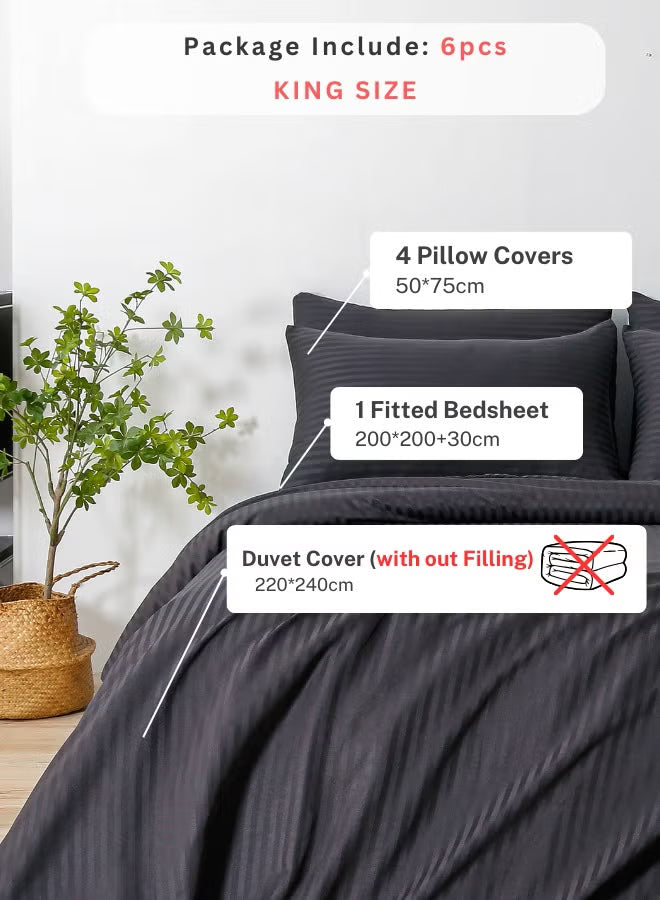 Premium King Size 6-Piece Bedding Set - Black
