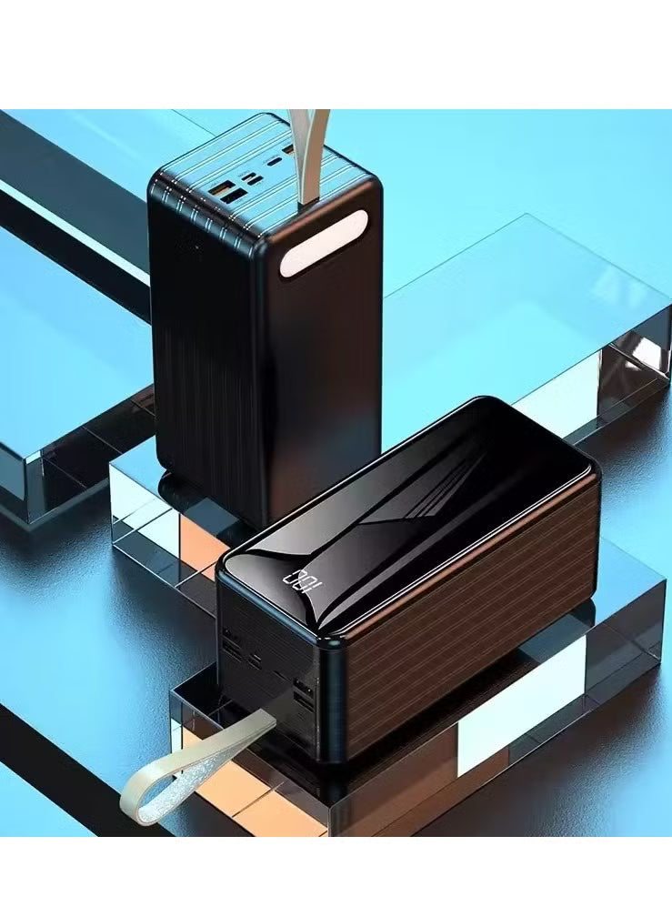 80000mAh - 120000mAh Power Bank with LED Display – Built-in Cable & QUAD USB Ports