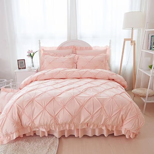 Luxury 6-Piece Bedding Set | 100% Premium Cotton – Peach Pink