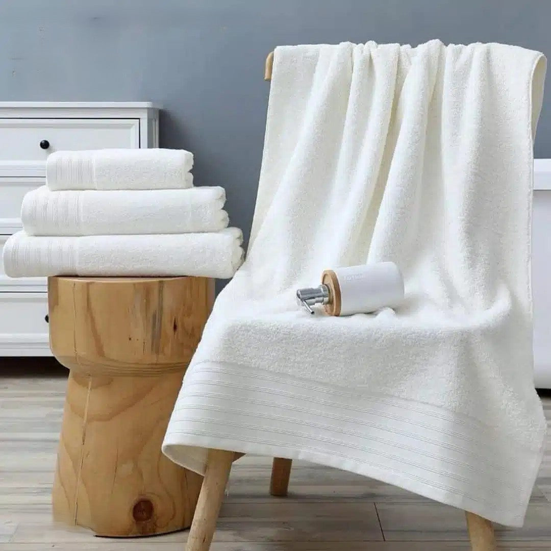 3-Piece Premium Towel Set – White Luxury Cotton 100%